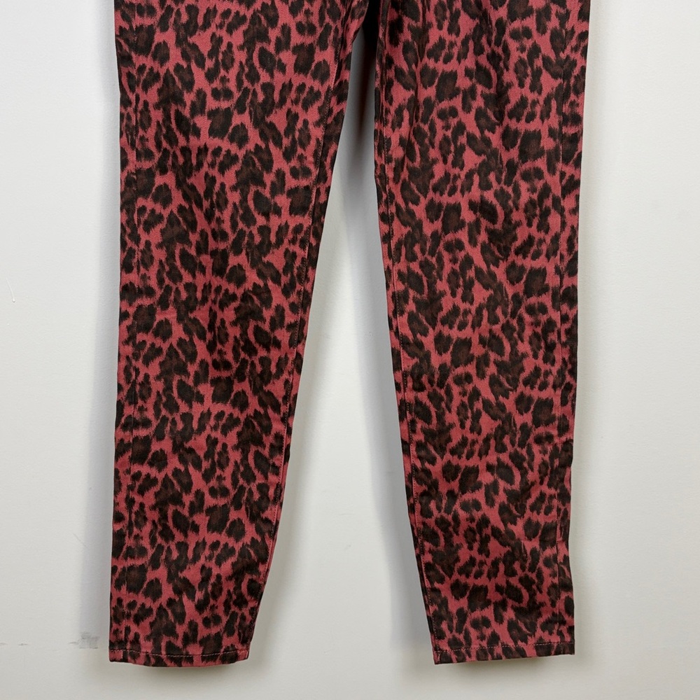 Soft Surroundings The Ultimate HR Leopard Print Skinny Jeans Black Burgundy SZ 6 - Picture 5 of 10